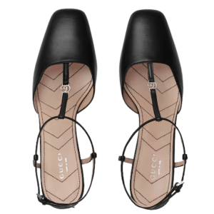 (W) Gucci Petite GG Slingback Pump Black Leather
