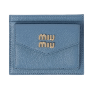 Miu Miu Leather Card Holder Astral Blue