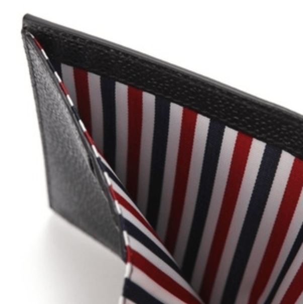 Thom Browne Pebble Grain Leather Coin Compartment Bill Fold Wallet Black