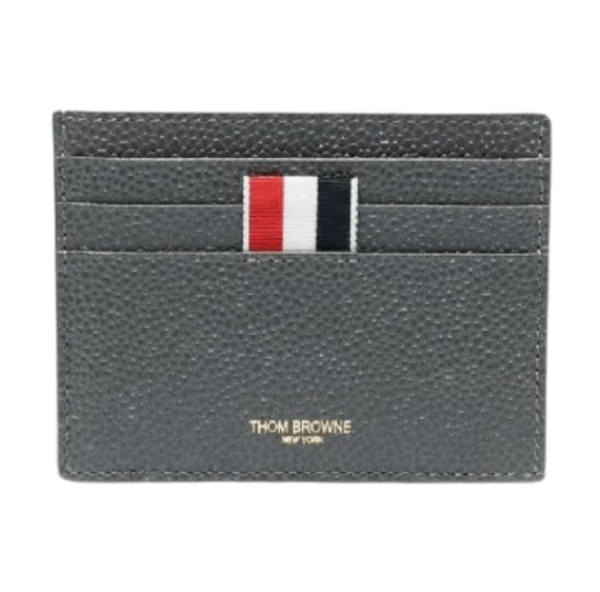 Thom Browne Pebble Calfskin 4-Bar Applique Note Card Holder Dark Grey (Navy Ver.)