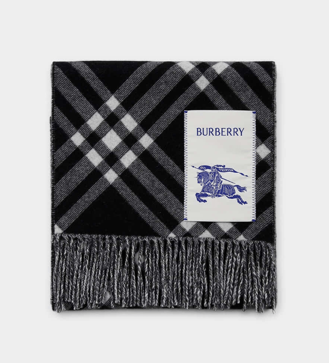 Burberry Check Cashmere Scarf Black