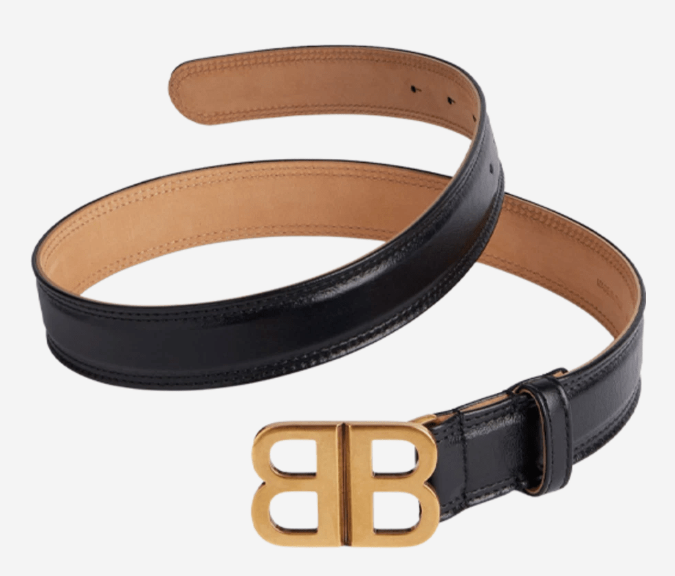 (W) Balenciaga BB Soft Belt Black Gold