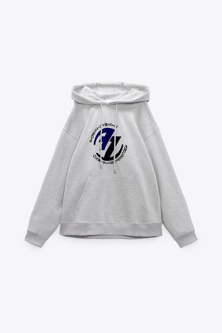 Ader Error x Zara Embroidery Hooded Sweatshirt Grey