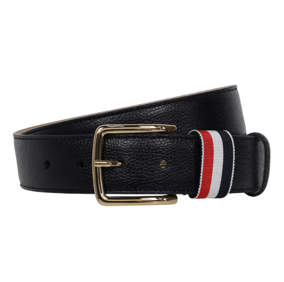 Thom Browne Calfskin Pebbled Leather Belt Black