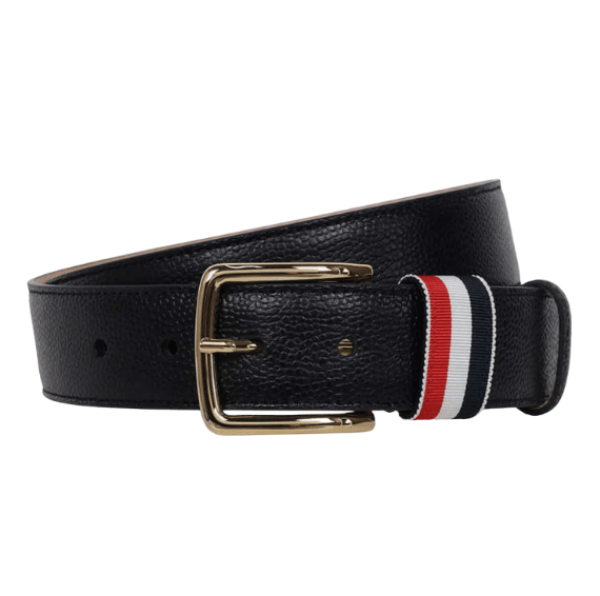 Thom Browne Calfskin Pebbled Leather Belt Black