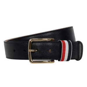Thom Browne Calfskin Pebbled Leather Belt Black