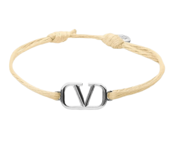 Valentino Vlogo Signature Cotton Bracelet Beige