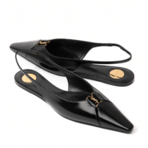 SAINT LAURENT PARIS Smooth Leather BABYLONE Slingback Flat