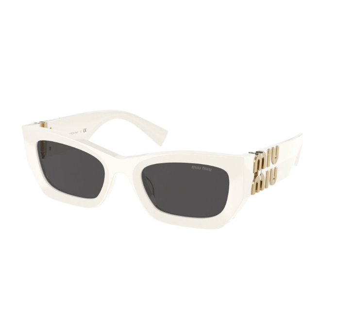 (W) Miu Miu Glimpse Sunglasses Slate Grey Lenses White Acetate