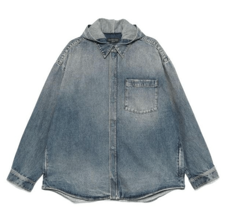 BALENCIAGA Hooded Denim Overshirt Jacket