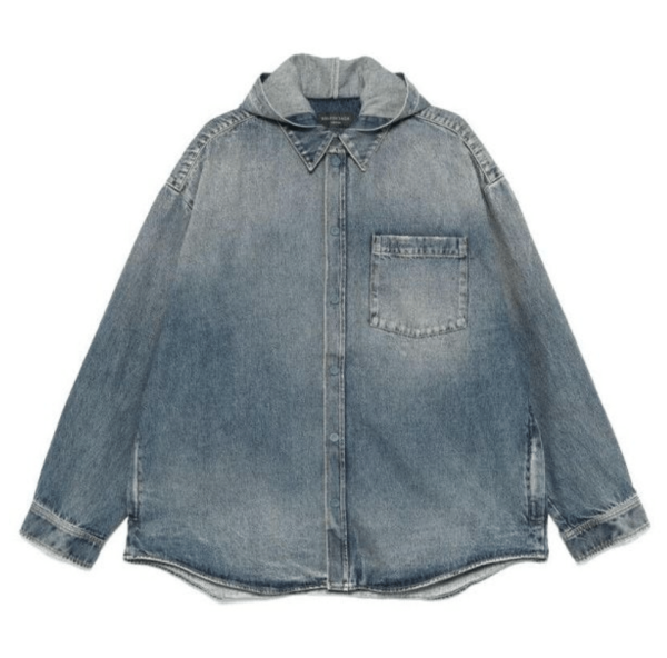 BALENCIAGA Hooded Denim Overshirt Jacket