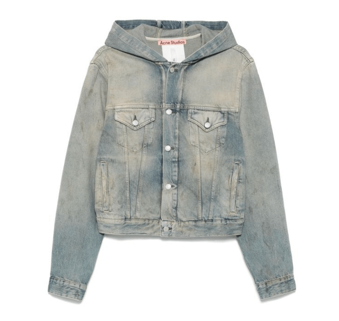 Acne Studios Dirty Wash Hooded Denim Jacket