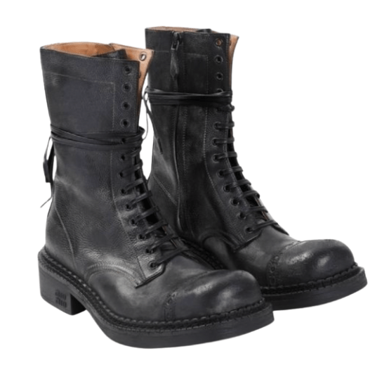 MIU MIU Leather Lace-Up Boots