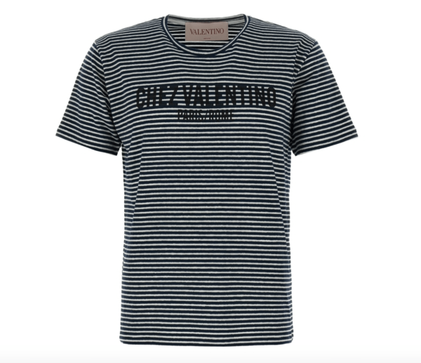 VALENTINO Stripe Logo Printed Short-Sleeve T-Shirt
