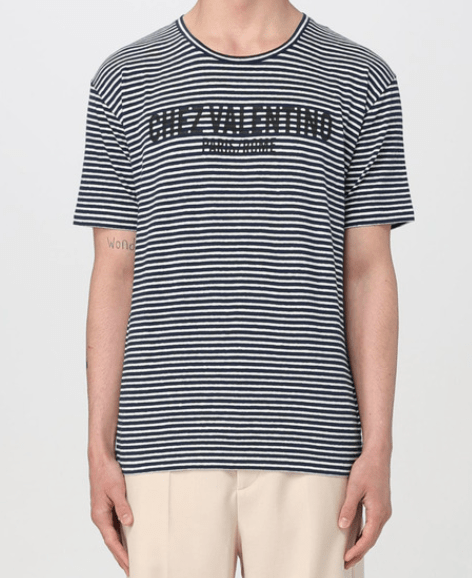 VALENTINO Stripe Logo Printed Short-Sleeve T-Shirt