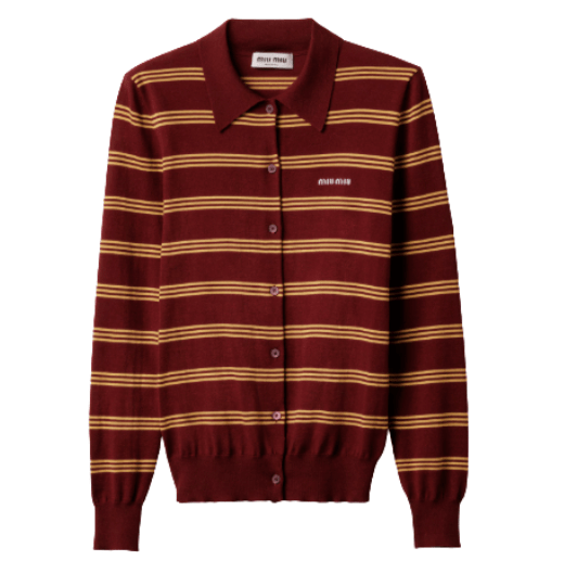 Cashmere and Silk Striped Cardigan - Red Yellow