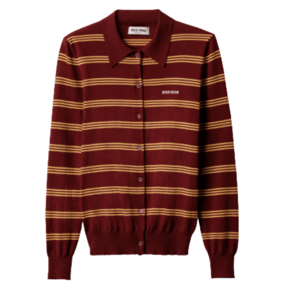 Cashmere and Silk Striped Cardigan - Red Yellow