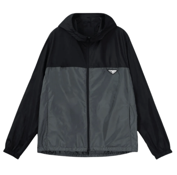 Triangle Logo Re-Nylon Jacket - Black/Grey