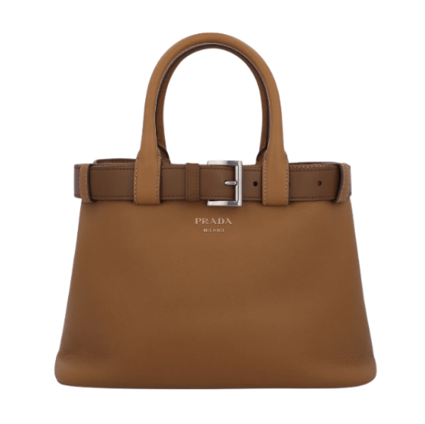 Belted Small Buckle Bag - Caramel