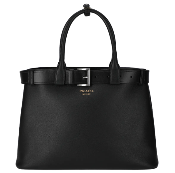 Belted Small Buckle Bag - Black