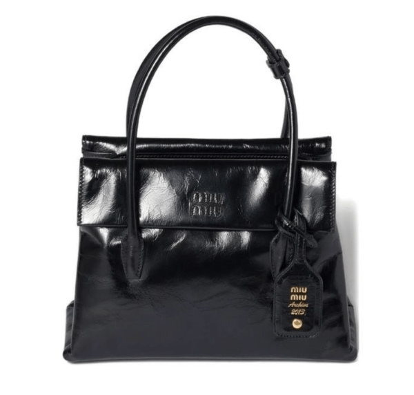 MIU MIU Solitaire Logo Leather Tote Bag