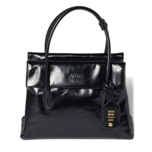 MIU MIU Solitaire Logo Leather Tote Bag