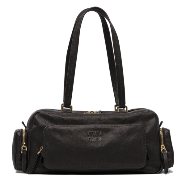 Miu Miu Pocket Washed Nappa Leather Bag Black
