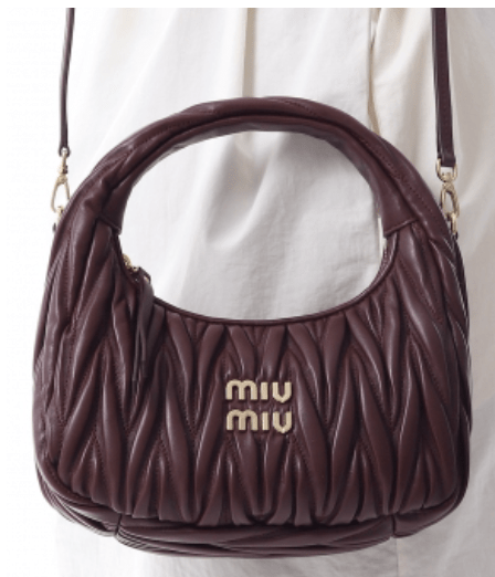 Burgundy Wander Matelassé Nappa Leather Hobo Bag 