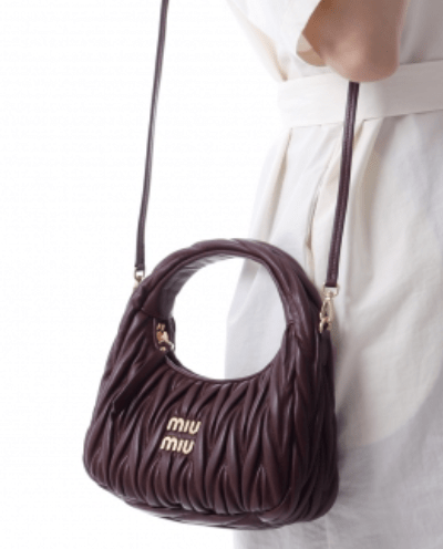 Burgundy Wander Matelassé Nappa Leather Hobo Bag 