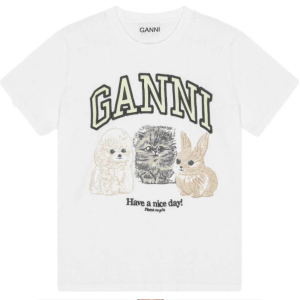 (W) Ganni Animal Print T-Shirt White