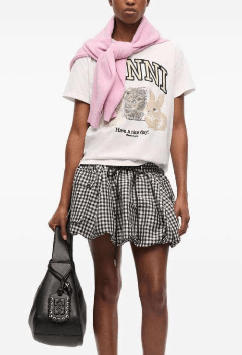 (W) Ganni Animal Print T-Shirt White