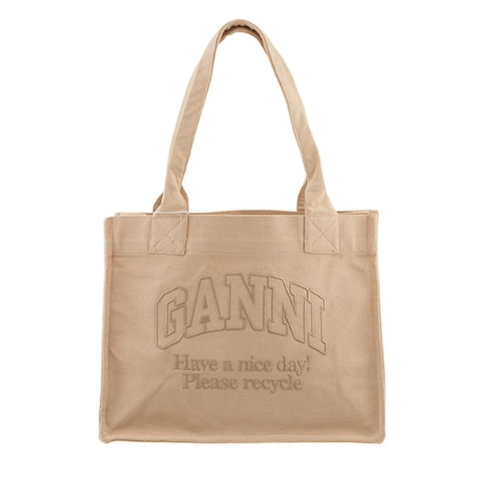Ganni Cream LargeCanvas Tote Bag Butter Cream