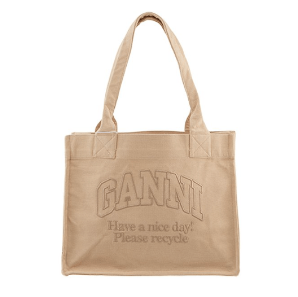 Ganni Cream LargeCanvas Tote Bag Butter Cream