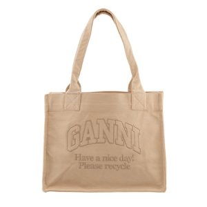 Ganni Cream LargeCanvas Tote Bag Butter Cream