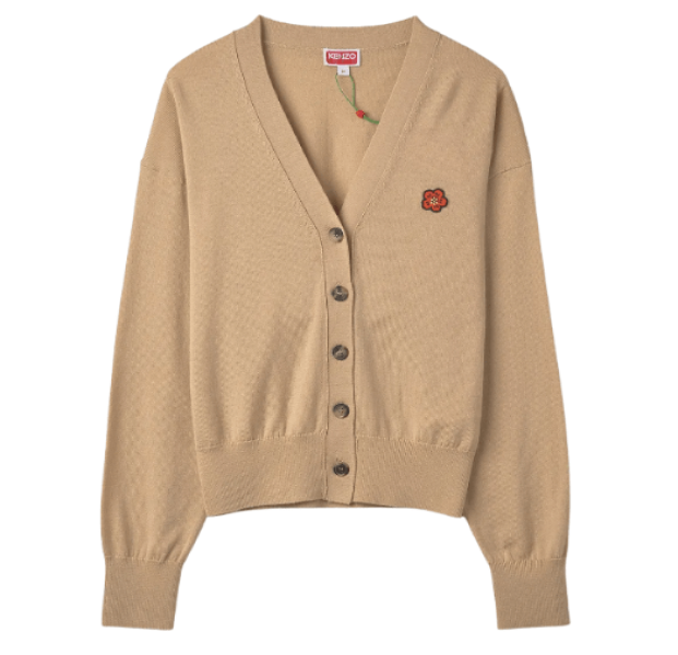 Bokeh Flower Wool Cardigan - Beige