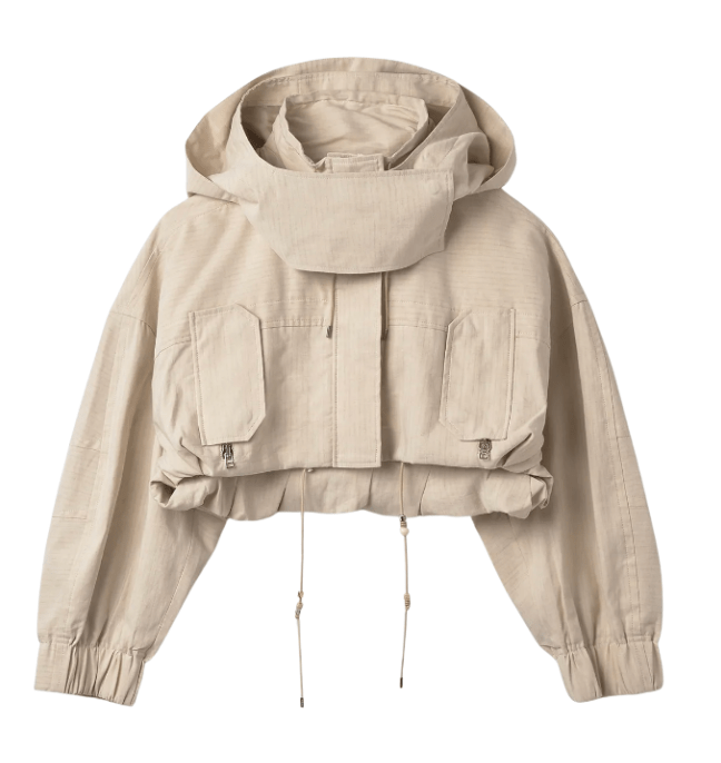 LA PACA Raffia Crop Jacket - Beige