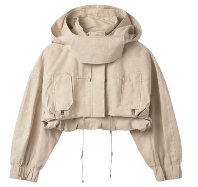 LA PACA Raffia Crop Jacket - Beige