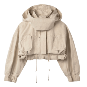 LA PACA Raffia Crop Jacket - Beige