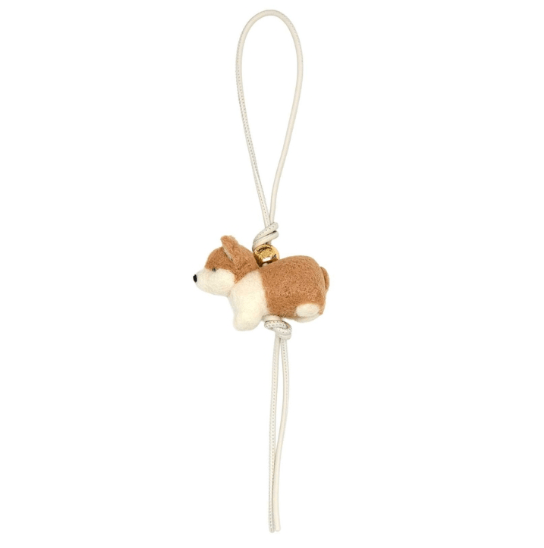 Corgi charm in felt and calfskin White 