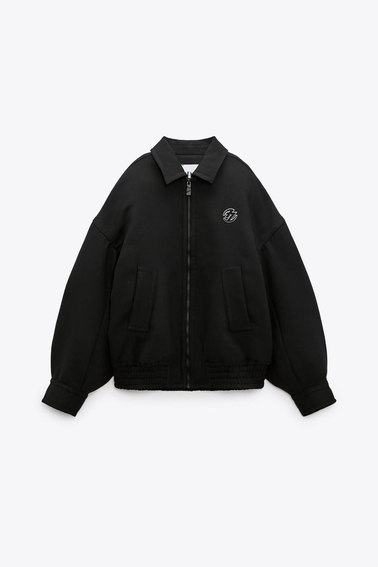 Ader Error x Zara Oversize Collar Bomber Jacket Black