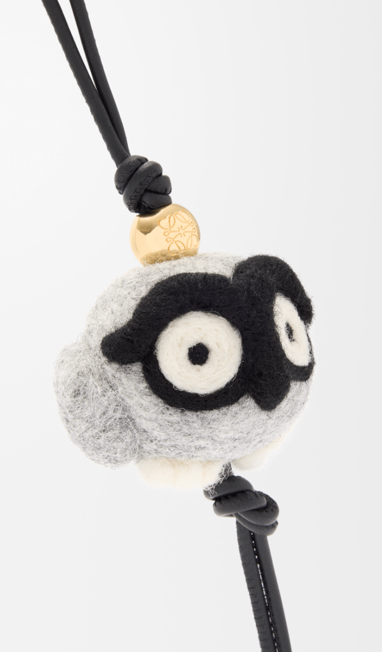 Owl charm in felt and calfskin