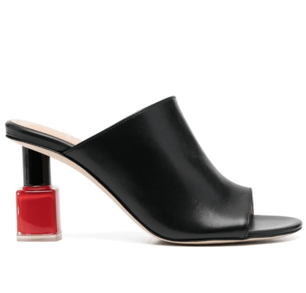Nail Polish Calfskin Mule Heels