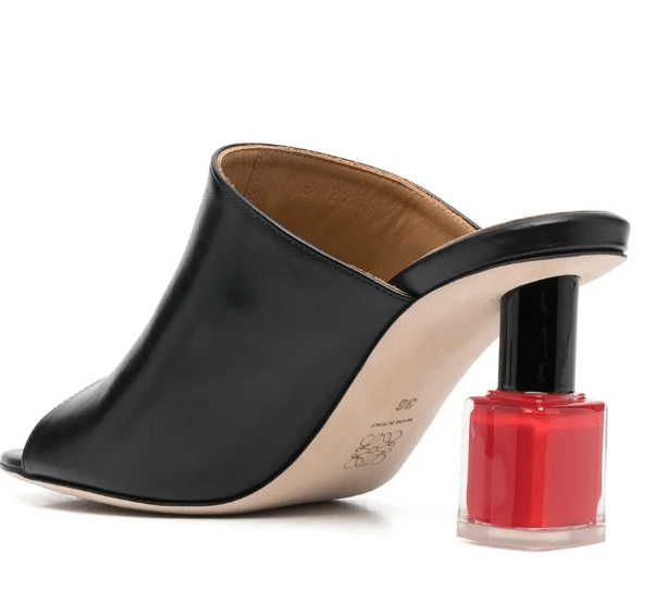Nail Polish Calfskin Mule Heels
