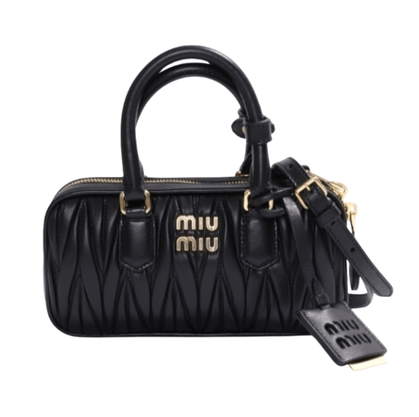 Miu Miu Arcadie Matelasse Nappa Leather Mini Bag Black