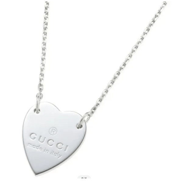 Gucci Trademark Heart Pendant Necklace Silver