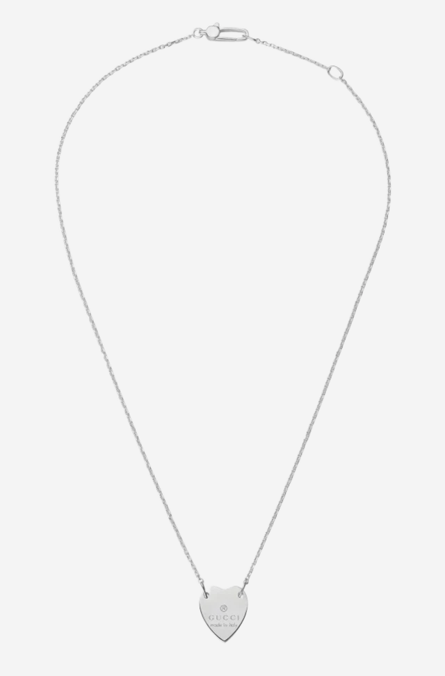 Gucci Trademark Heart Pendant Necklace Silver