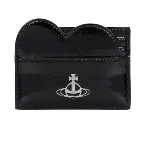 Vivienne Westwood Shiny Patent Heart Card Holder Black