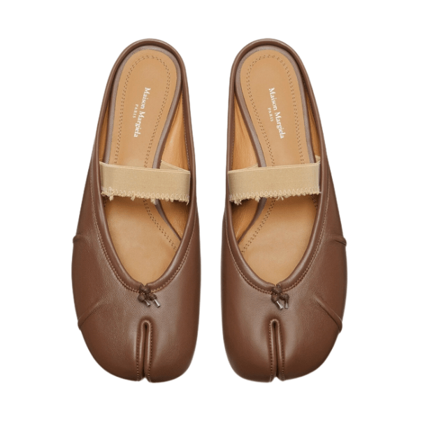 Maison Margiela Tabi Elastic Band Mule Brown Flat Shoes