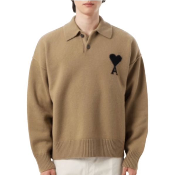 Wool Ami de Cœur Polo Knit Sweater 