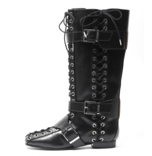 BLACK CRINKLE OLEATEX LACE-UP HIGHN BOOTS